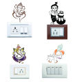Artsy Home Lord Ganesh Krishna Bundle Of 4 Colored Wall Sticker Light Switch Art Home Decor - Decorative Stickers |. 