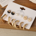 Pebbles Nepal Gold Color Everyday Wear Earrings Set For Women | 12 Pairs |. 