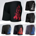 Men's swim trunks hot spring boxer loose conservative swimsuit plus size fashion flame adult swimming trunks factory direct sales. 