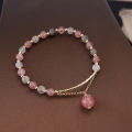 【Mega Sale】Natural Tourmaline Female Korean Style Cute Mori Style INS Crystal Bracelet Design Bracelet. 