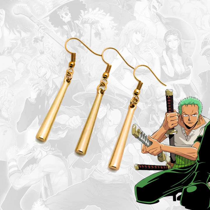 Roronoa Zoro Earring One Piece Anime Strawhat Pirates Luffy Crew Pirate Hunter Unisex Cosplay Accessory Gift Item