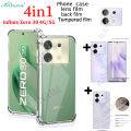 BLKNAIM 4in1 Phone Case For infinix zero 30 4G/5G case Transparent four corner anti drop Case+ tempered glass+Lens Film+Back film. 