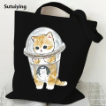 Sutuiying High Capacity Women Men Canvas Shoulder Bags Cute Cats Cartoon Anime 2025 Tote Bag Teen Girls Beach Bag Funny Kitten Female Handbags. 