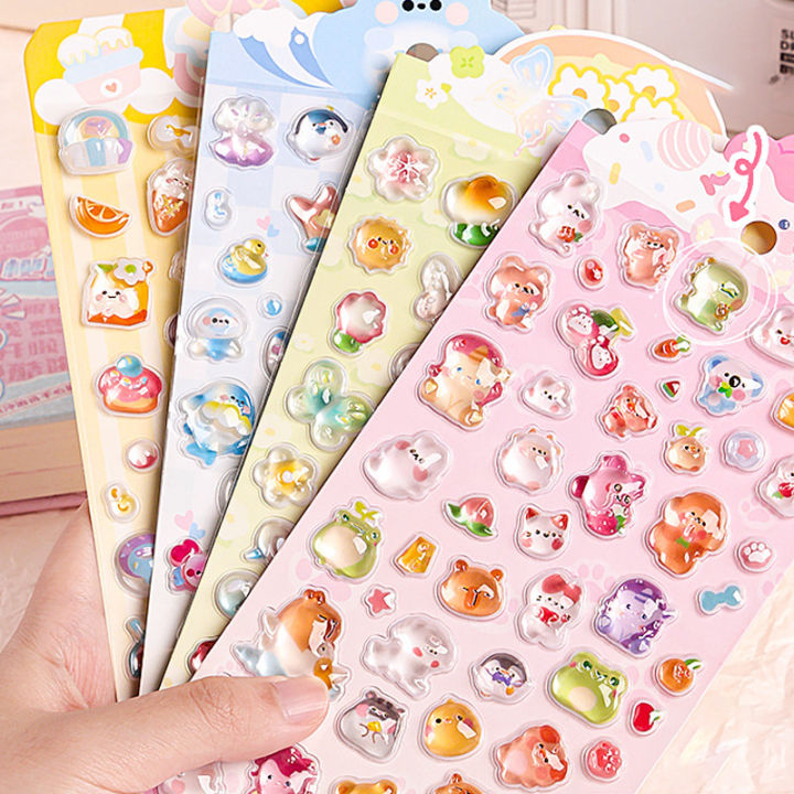 1Sheet Cartoon 3D Relief Waterproof Stickers Creative DIY Stationery Stickers GJCUTE