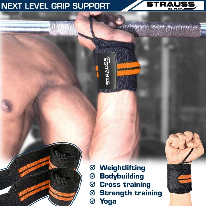 STRAUSS%20Cotton%20Wrist%20Wrap%20Band%20with%20Thumb%20Loop%20Straps%20&%20Closures%20%7C%20Adjustable%20&%20Breathable%20Material%20%7C%20Gym%20Accessories%20for%20Weightlifting,%20Workouts%20&%20Strength%20Training%20%7C%20Powerful%20Velcro%20(Black%20&%20Orange)%20-%20Image%2010