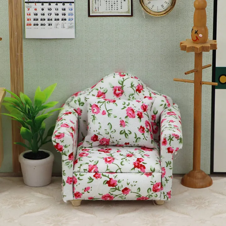 1/12%20Scale%20Doll%20House%20Miniature%20Single%20Sofa%20with%20Pillow%20-%20Image%202