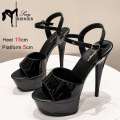 20CM 17 15cm Super High Heeled Nightclub Thin Heels Womens Platform Sandals Ankle Buckle Pole Dancing Shoes Plus Size. 
