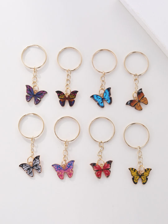 8pcs%20Boho%20Butterfly%20Keychain%20Cute%20Summer%20Animal%20Key%20Chain%20Ring%20Purse%20Bag%20Backpack%20Charm%20Earbud%20Case%20Cover%20Accessories%20Girls%20Gift%20-%20Image%204