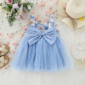 Summer New Baby Girls Dress Halter Bow Floral Mesh Shaggy A-line Dress Sweet Princess Dress Birthday Party Team Dress. 