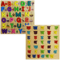 2 In 1 Wooden Puzzle Combo Set - English Alphabet Capital Letters & Nepali Varnamala Montessori Educational Learning Toy for Baby & Toddlers. 