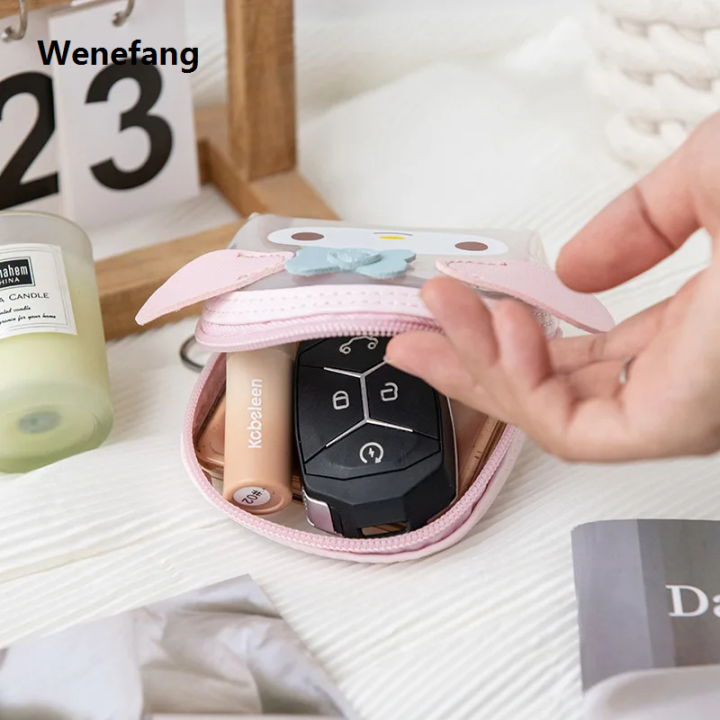 Wenefang Sanrio Hello Kitty Transparent Coin Purse Cartoon Anime Cute My 2025 Melody Kuromi Cinnamoroll Bluetooth Earphone Bag Holiday Gifts