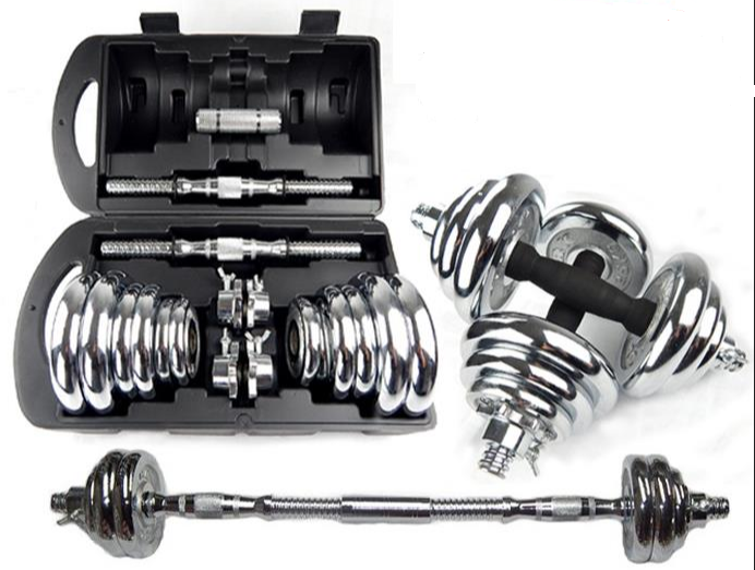 Spn'S%20York%2030%20Kg%20Adjustable%20Chrome%20Dumbbell%20Set%20With%20Barbell%20Connector%20-%20Image%208
