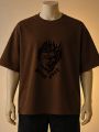"Good vs Evil" Split Buddha & Demon Face | Graphic Printed T-Shirt- White, Black, Brown. 