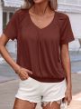 Women's Casual Summer T Shirts Dark brown S. 