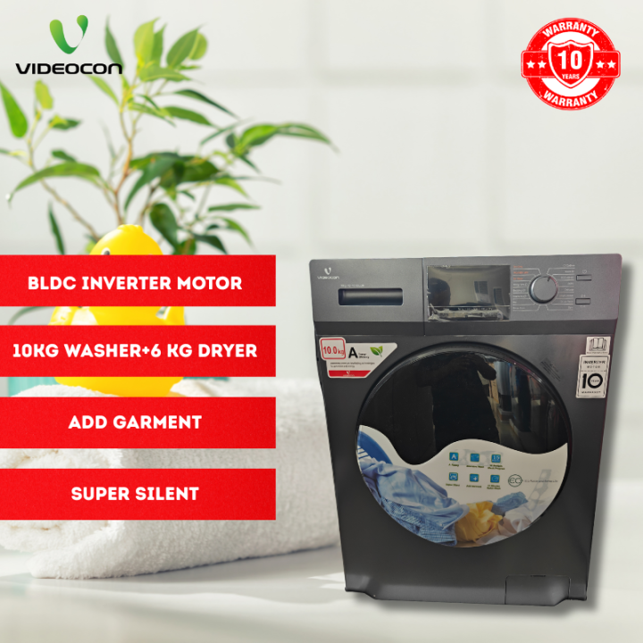 Videocon 10/6 Kg Washer Dryer Front Loading Fully Automatic Washing Machine With BLDC Inverter Motor (VD-10.5BLDR)