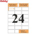 Oddy A4 Self Adhesive Paper Label Stickers for Laser & Inkjet Printers - 24 Labels per Sheet - Pack of 100 Sheets, for Shipping, Address, Folders, Industrial use. 