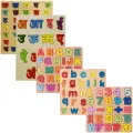 5 Pieces Wooden Educational Board Set – Nepali Alphabet (Consonants & Vowels), English ABCs (Capital & Small), Numbers 1-20, Math Symbols – Early Learning Toy for Kids. 