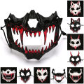 DT(Clearance price) Obstruction-free Mask Design Scary Animal Skeleton Half Face Mask for Halloween Cosplay Elastic Straps Blood Design for Carnivals. 