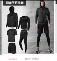 Csn 5 Psc Workout Compression Clothes Set Men Gym Sportswear, Jacket+ Full T-shirt+ Half T-shirt+ Leggings+Half Pant. Exercise, Fitness, Inner, Gym, Running , Training. 