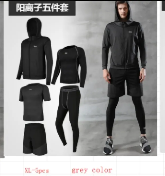 Csn%205%20Psc%20Workout%20Compression%20Clothes%20Set%20Men%20Gym%20Sportswear,%20Jacket+%20Full%20T-shirt+%20Half%20T-shirt+%20Leggings+Half%20Pant.%20Exercise,%20Fitness,%20Inner,%20Gym,%20Running%20,%20Training%20-%20Image%203