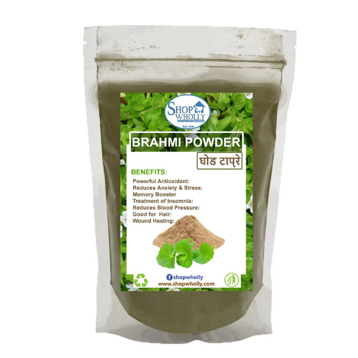 ShopWholly Premium Brahmi Powder (Ghodtapre) – 100% Natural Ayurvedic Herbal Supplement for Memory, Focus, Stress Relief & Wellness – 100g / 200g