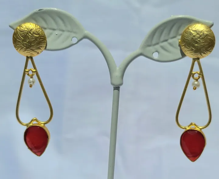 Beautiful%20Brass%20Gold%20Plated%20Ear%20Dangler%20With%20Colourful%20Stone%20For%20Women%20-%20Image%202