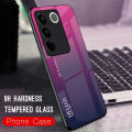 Vantime Case for vivo V27 5G Glossy Glass Gradient Back Hard Shockproof Casing. 