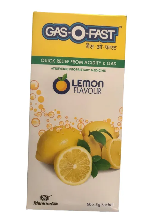 Gas-O-Fast For Relieving Acidity, Active Lemon- 5 g Sachet (Pack of 60 ...