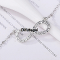 Difutagui New specials HuaTang Fashion Rhinestone Infinity Love Pendant Necklace Portable for Women Silver Color Chains Lady Party Collares Jewelry on the Neck. 