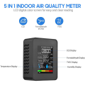(GGBR) 3X 5 In 1 Air Quality Monitor TVOC HCHO Temperature Humidity CO2 Meter, USB Rechargeable CO2 Detector Black. 