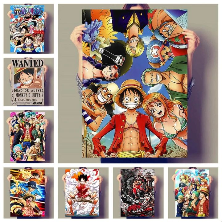 Wall Aesthetics Decorative Mural Picture Home Art Poster Print Painting One Piece Luffy Vintage Cartoon Canvas Japanese Anime Wanted