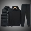 Black Stylish Hoodie, Joggers, And Half Jacket Set For Men - Fashion | Joggers For Men | Jackets For Men |. 