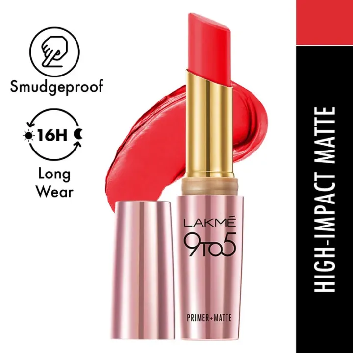 Lakme 9 To 5 Primer+Matte MR1 Red Letter Lipsticks - (3.6gm) BUY 1 GET 1 FREE