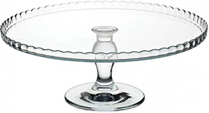 Pasabahce Patisserie Footed Service Glass Plate Cake Stand Server (32 cm, Upward Facing)