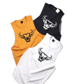 (Pack Of 3) Men’s Bull Print Sleeveless Cotton Workout (Gym) Vest (Black/Yellow/White). 
