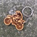 Vroom Vroom - Dirt Bike Keyring/Keychain - Engraved On Nepalese Wood. 
