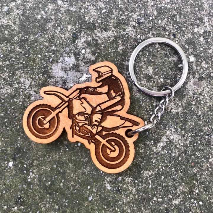 Vroom%20Vroom%20-%20Dirt%20Bike%20Keyring/Keychain%20-%20Engraved%20On%20Nepalese%20Wood%20-%20Image%203