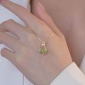18K Gold Color Hetian Jade Necklace Metal Non Tarnish Fashion Accessories Jewelry For Classy . 