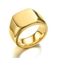 Wholesale High Polished Blank Men's Finger Rings Sliver And Gold Color Square Shape Stainless Steel Signet Ring For Men. 