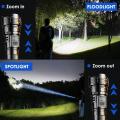 Portable Powerful Laser Led Flashlights 5000LM Ultra Bright Tactical Light Emergency Spotlights Telescopic Zoom Light Built-in Battery. 