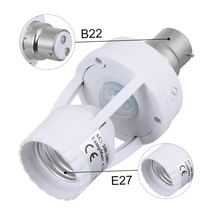 Infrared Sensor Lamp Holder B22 Pin To E27 Screw Lamp Holder With Plug Light Socket Adapter Motion Sensor Plug PC Lamp Head For E27 Led