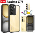 3 in 1 Realme C75 C63 C61 C53 C51 Frosted Anti-fall Mobile Phone Case Realme Note 60 Note 50 Realme 14 13 12+ Full Coverage Tempered Glass Screen Protector and Lens Film. 