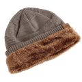 Casual Fur Lined Winter Beanie Cap Soft Windproof Slouchy Hat Thick Warm Cuffed Design Knitted Hats. 
