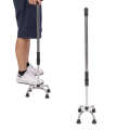 Adjustable Walking Cane with 4 Base Anti Slip Steel Tube Flexible Stick Assistant for Senior Disabled. 