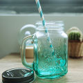 Mason Jar (Set of 2) with Lid and Reusable Straw. 