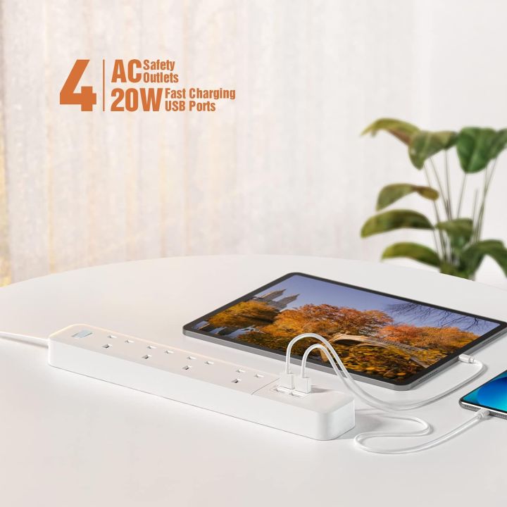 dodocool%20Multiplug%20Extension%20Lead%20with%204%20USB%20Ports%20Surge%20Protection%20Power%20Strip%20with%204.92%20ft%20Extension%20Cord,%20On/Off%20Switch%20LED%20Indicator%20-%20Image%203