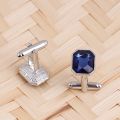 Kqueebee 1 Pair Fashion Men's Cufflinks Fashion Round Eyes Shirt Cufflinks Cuff Links Mens (Silver+Blue) & 1 Pair Fashion Diamond Colorful Glass Cufflinks Cuff Links Women Mens (Blue). 