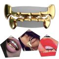 Hip Hop Teeth Set Top & Bottom Half Teeth Fangs Slim Grills Halloween. 
