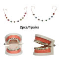 2Pcs Dentistry Fake Brackets Braces Teeth Temporary Dental Decoration Accessories Metal Wires Colorful Orthodontic Ligature Ties BOYUAN. 