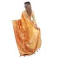Mustard Yellow Color Dola Silk Saree With Blouse For Women. 